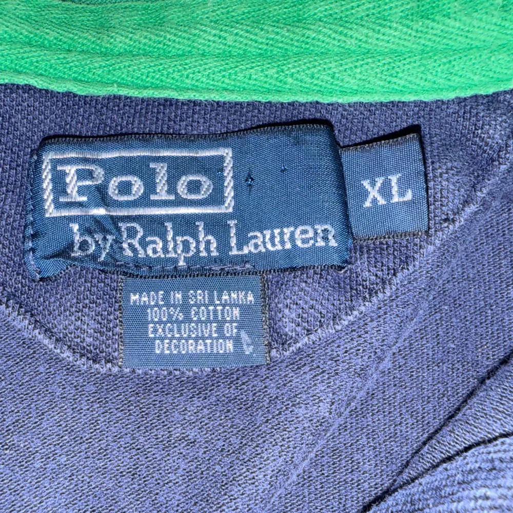 Ralph Lauren Polo Shirt Size XL Big Pony Logo Blue and Green Polo Shirt, 90s Vtg